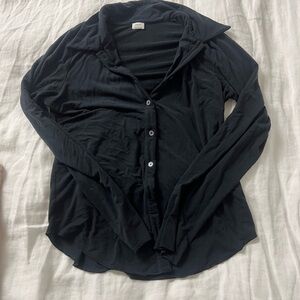 aritzia black long sleeve button up